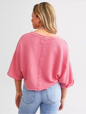 Free People Off My Mind Cropped T-Shirt Pink